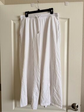 Zara White Wide-Leg Drawstring Pants
